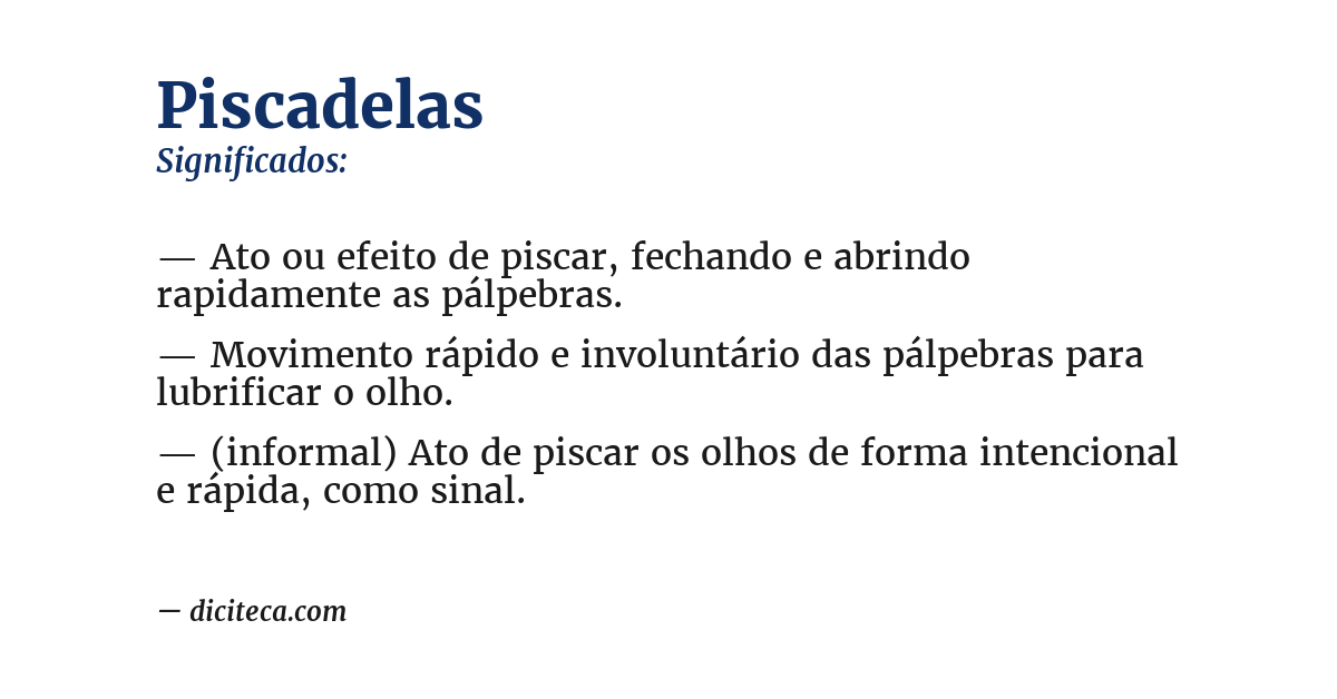 Significado de piscadelas