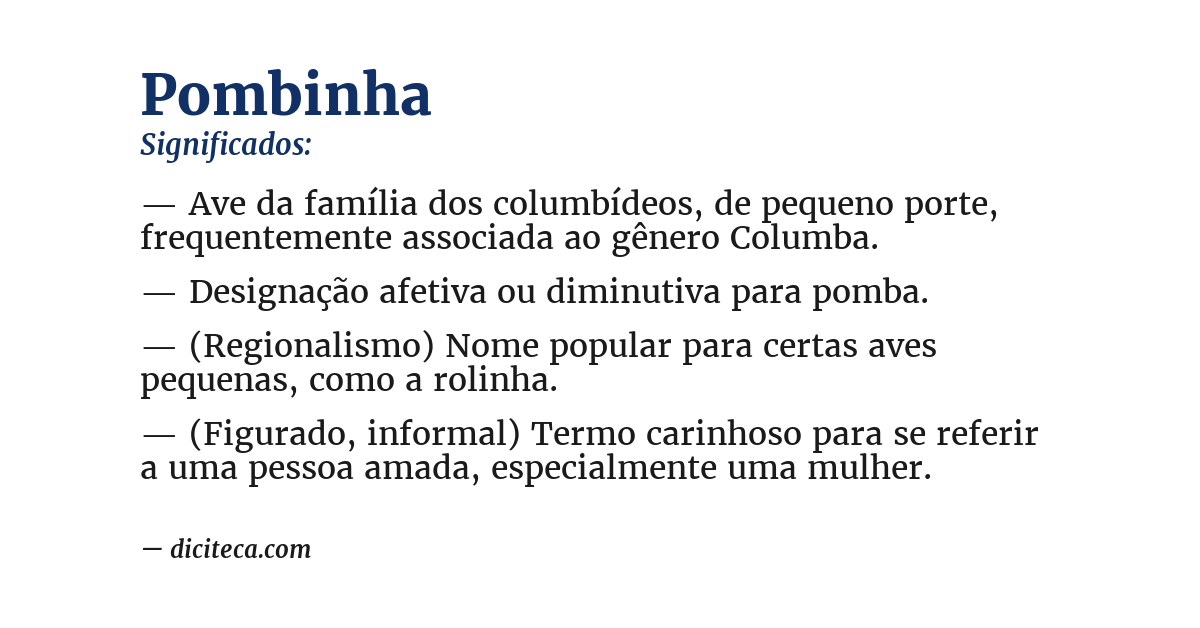 Significado de pombinha