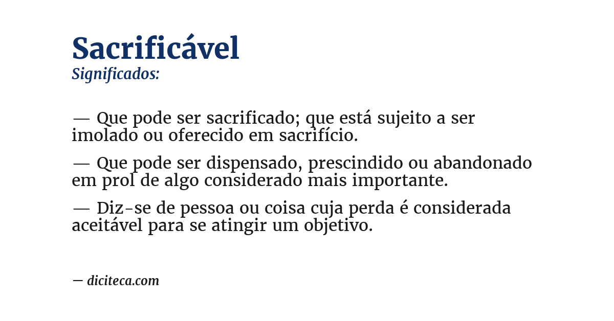 Significado de sacrificável