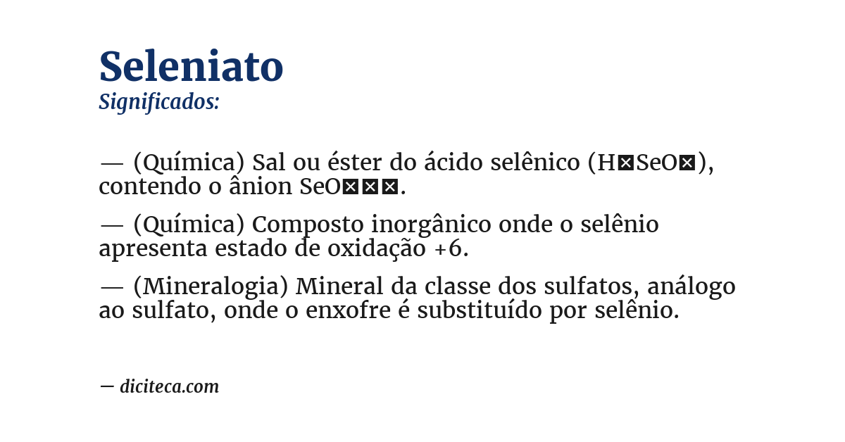 Significado de seleniato