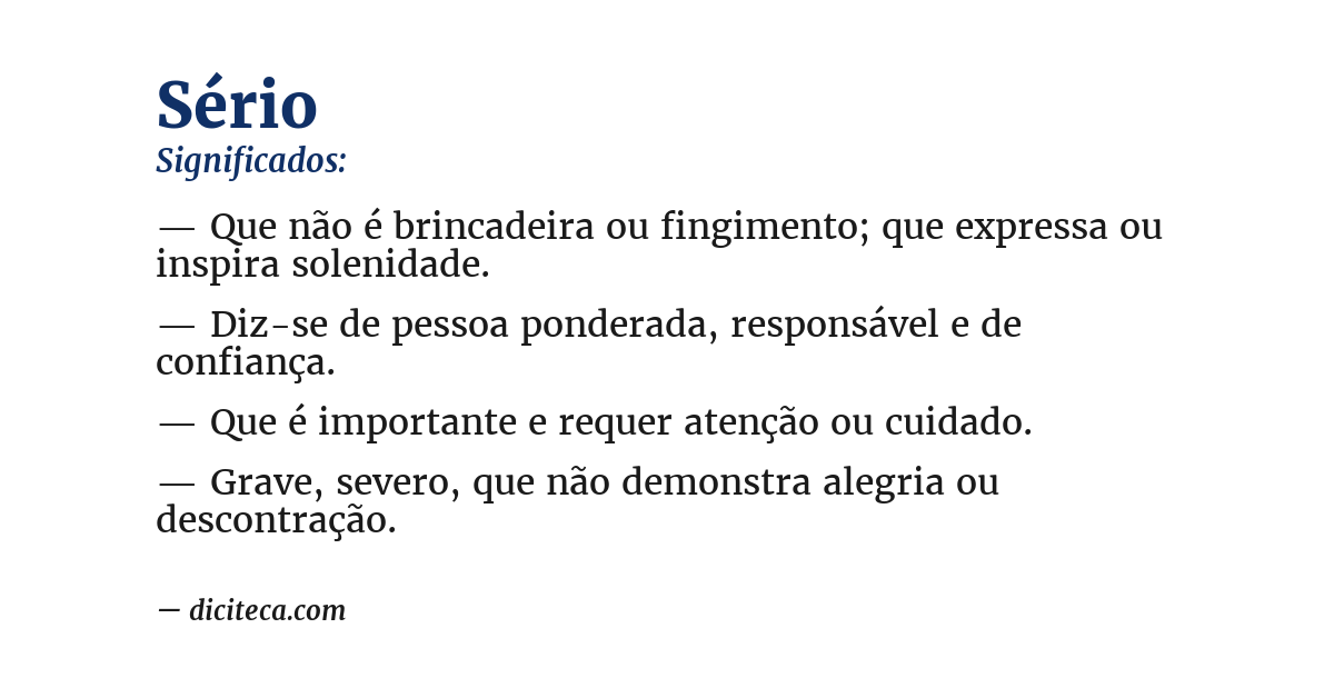 Significado de sério