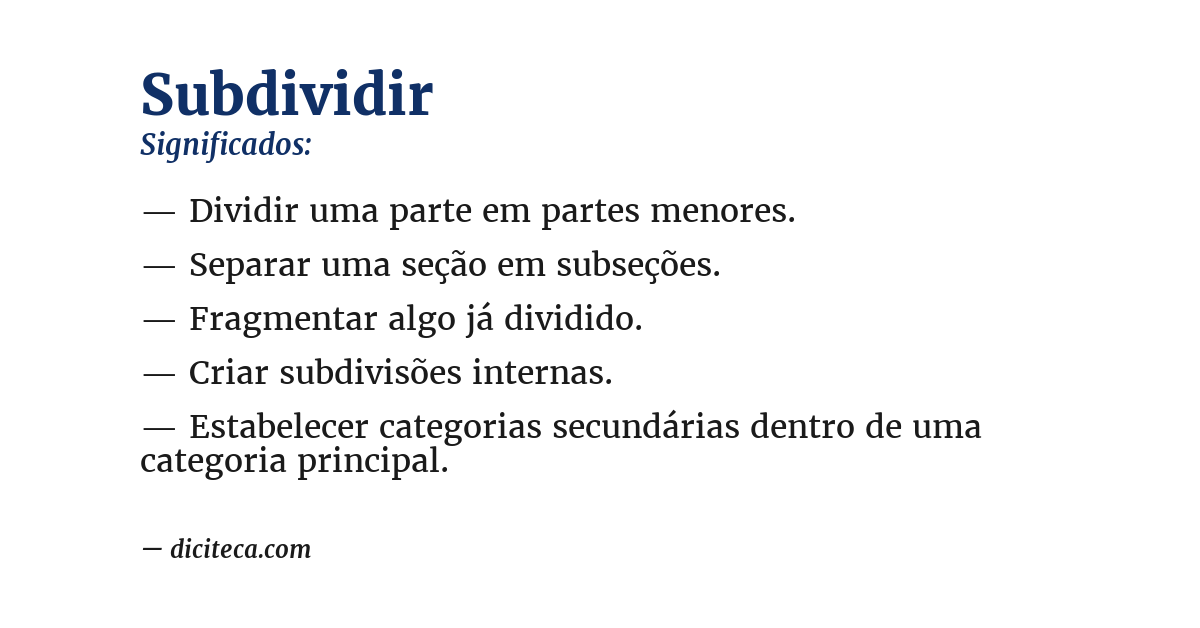 Significado de subdividir