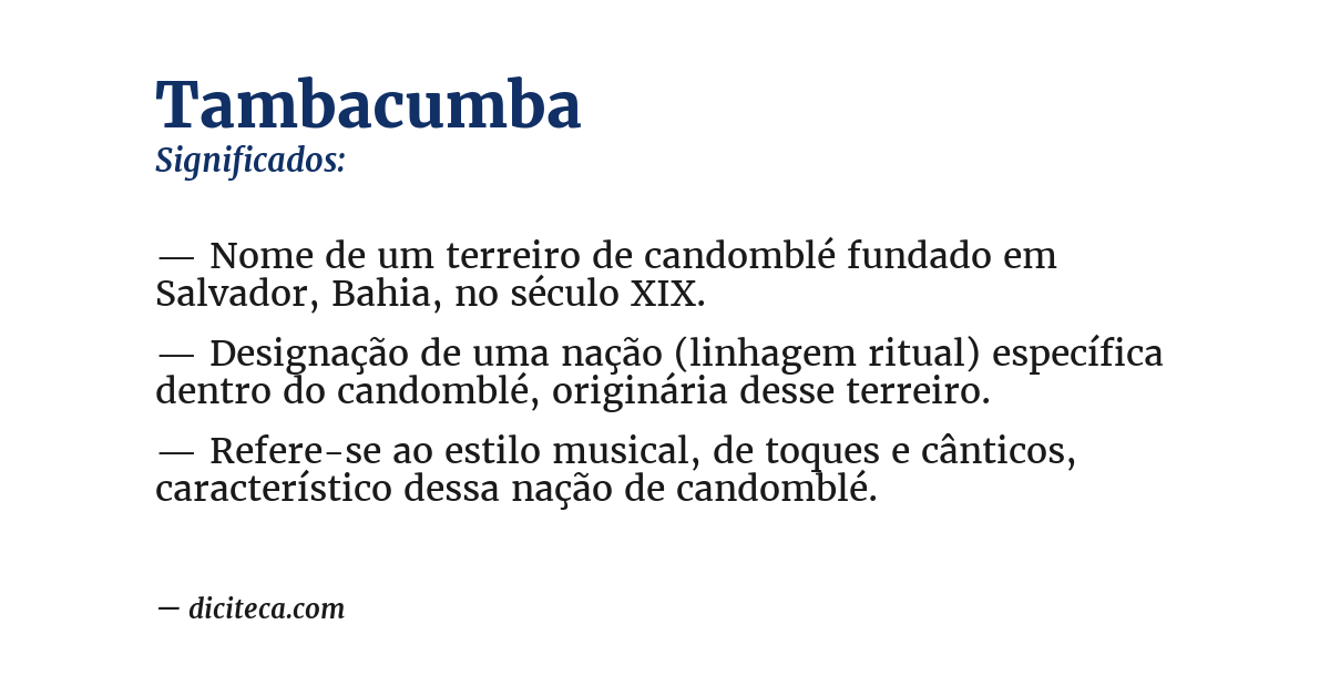 Significado de tambacumba