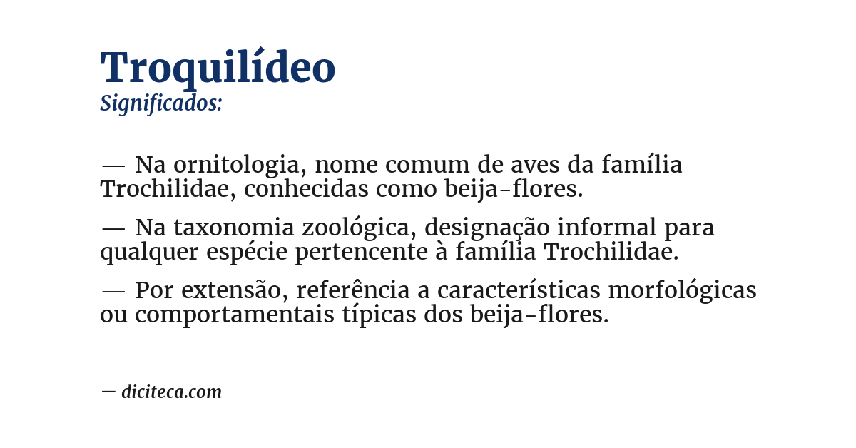 Significado de troquilídeo