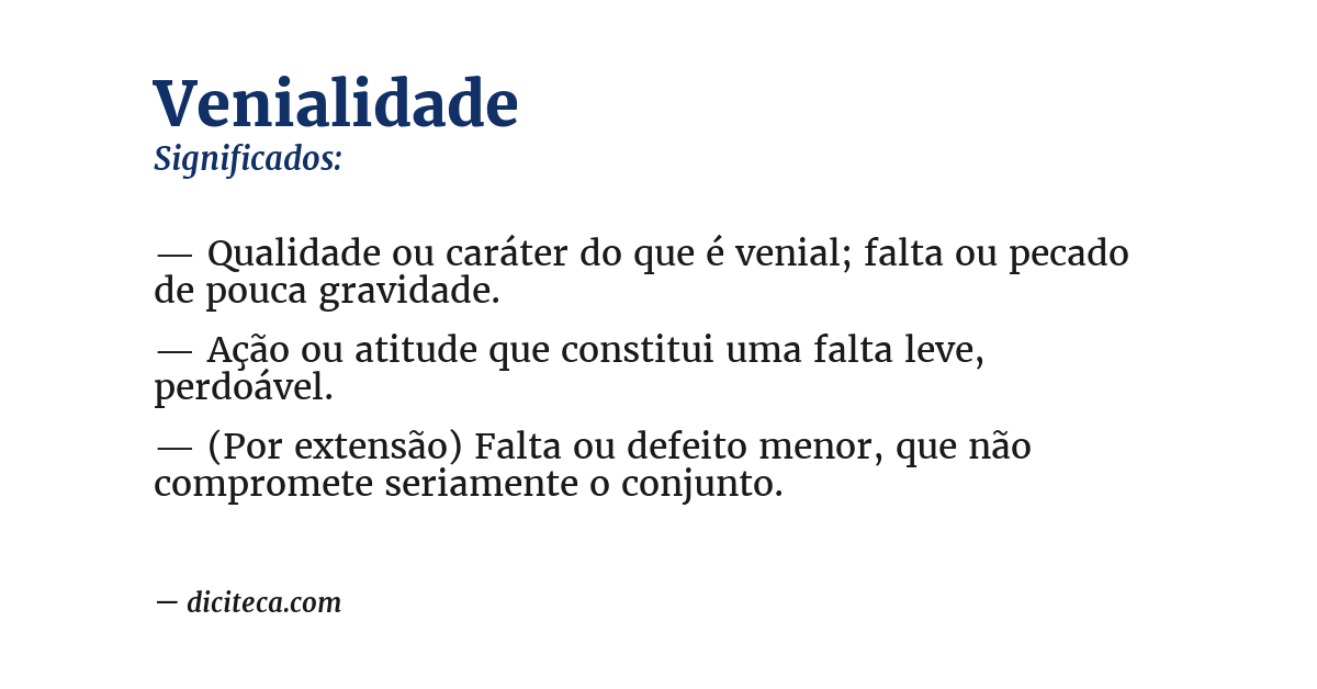 Significado de venialidade