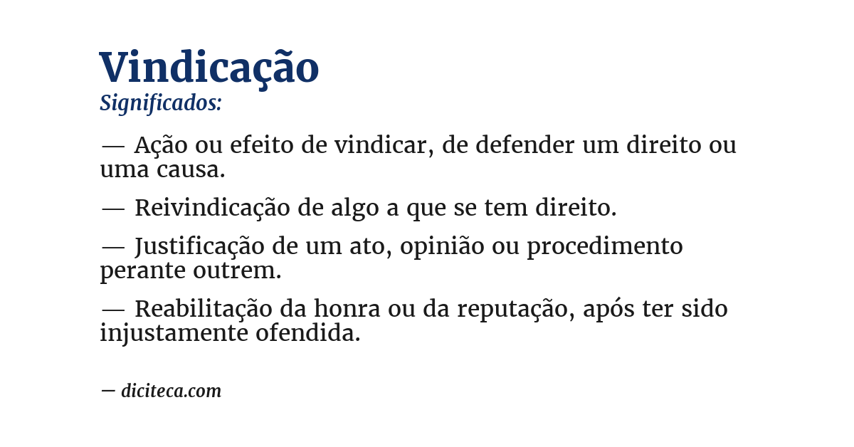 Significado de vindicação