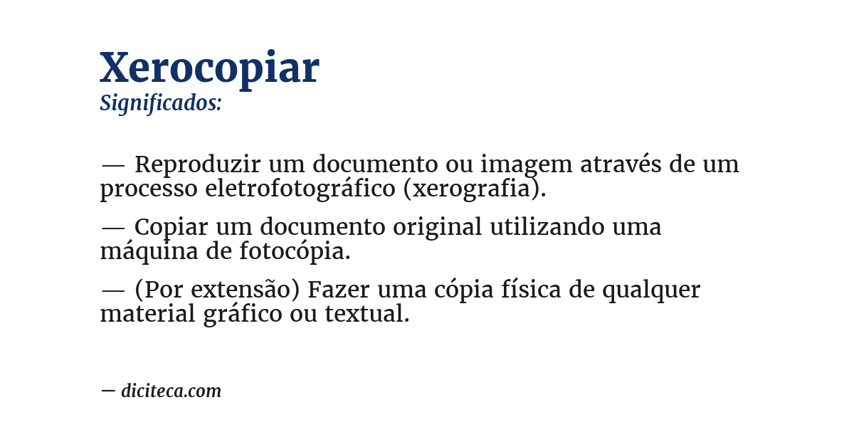 Significado de xerocopiar