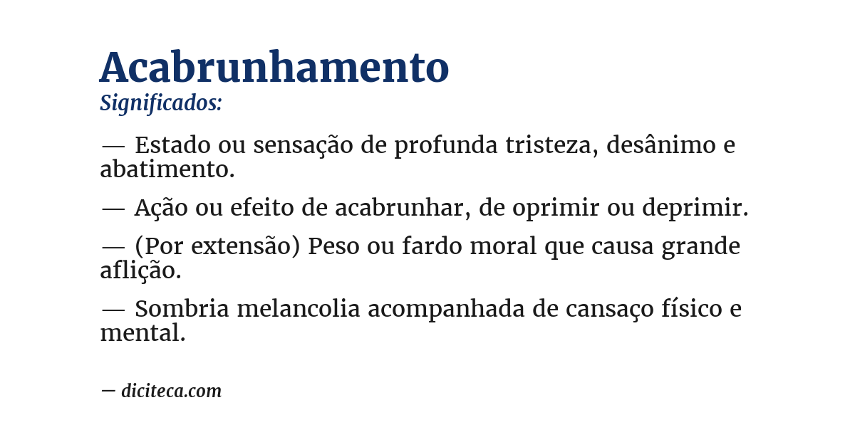 Significado de acabrunhamento