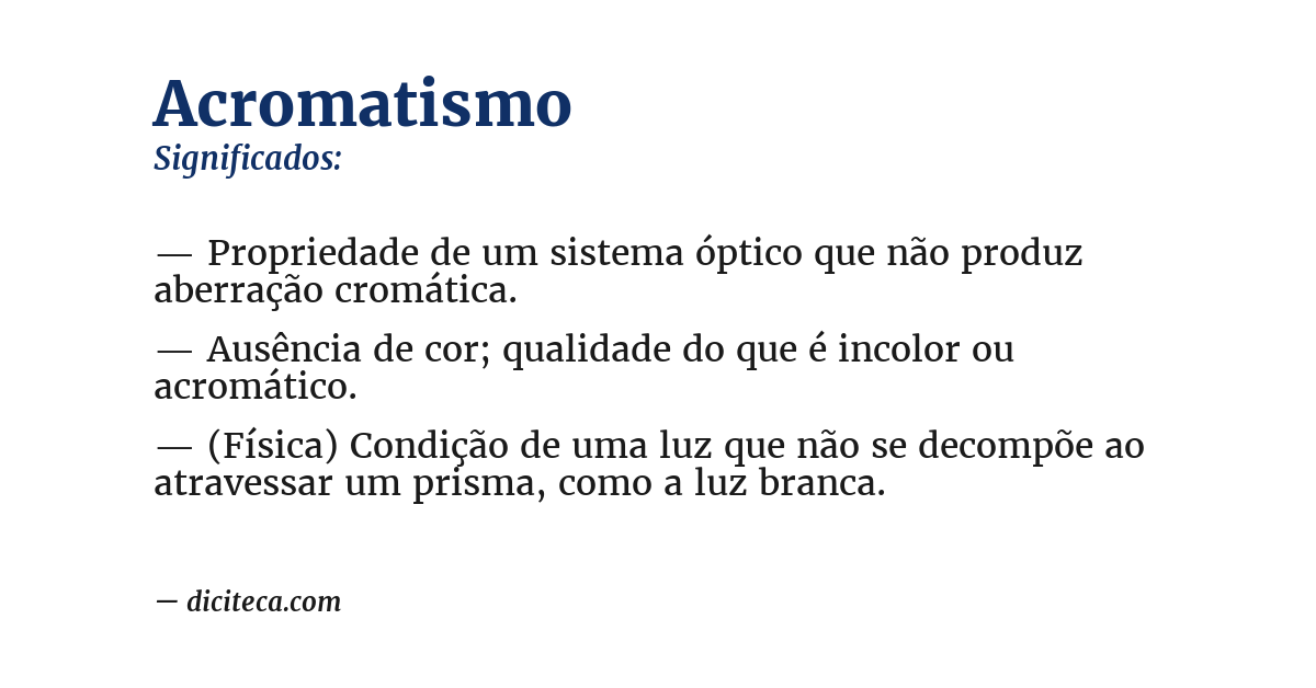 Significado de acromatismo