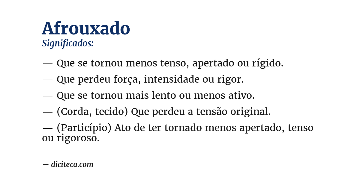 Significado de afrouxado