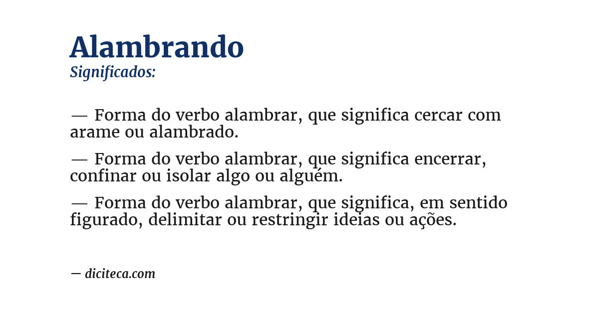 Significado de alambrando