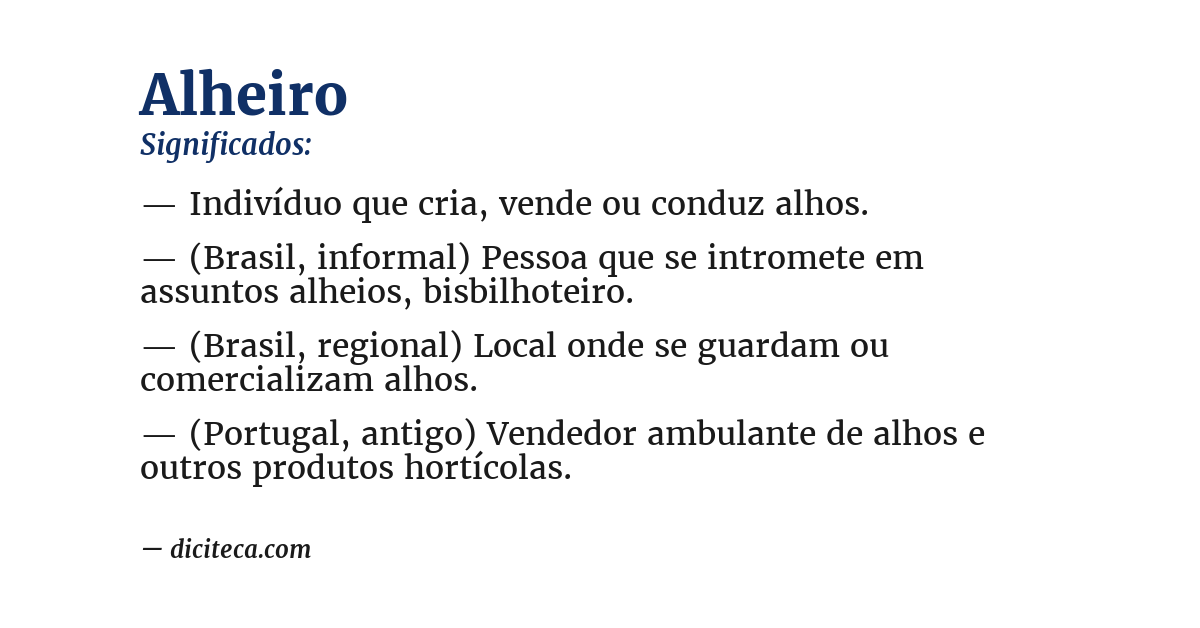 Significado de alheiro