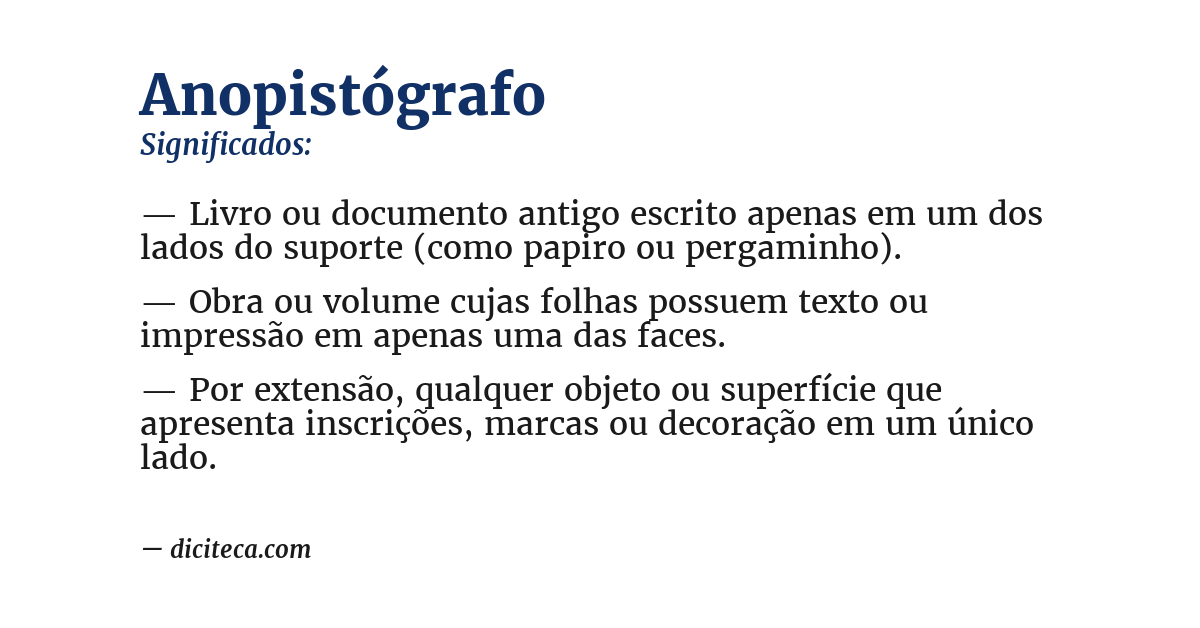 Significado de anopistógrafo