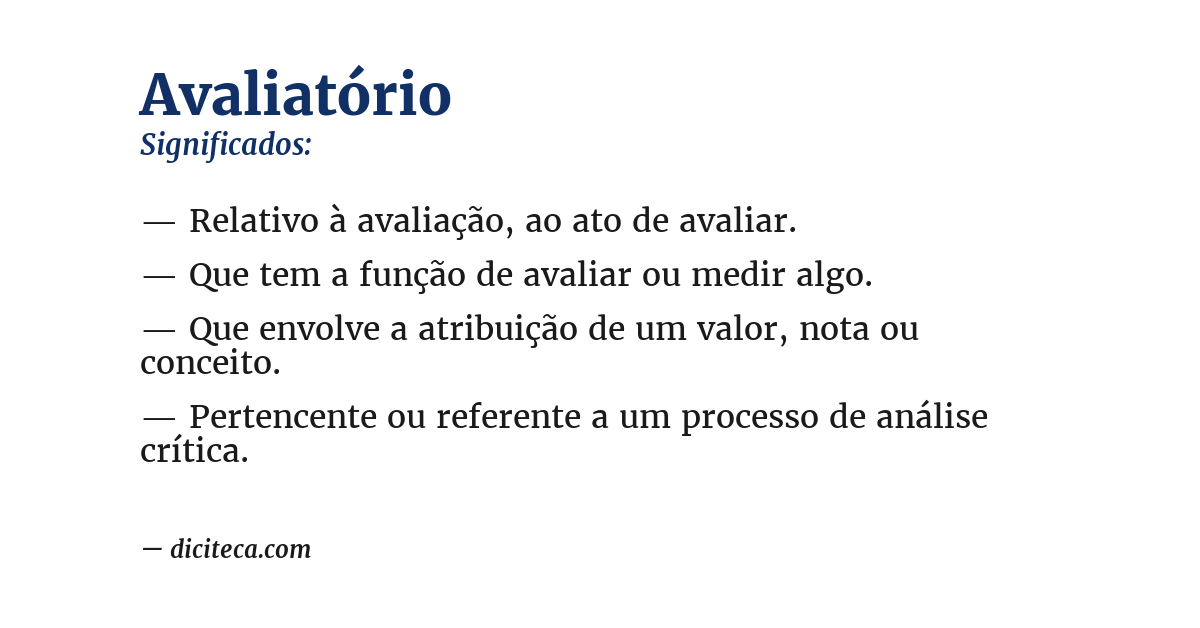 Significado de avaliatório