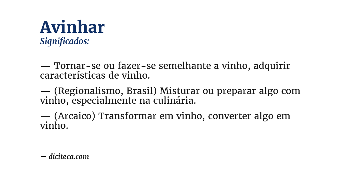 Significado de avinhar