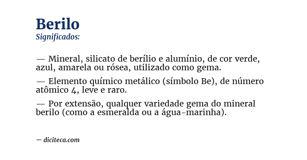 Significado de berilo