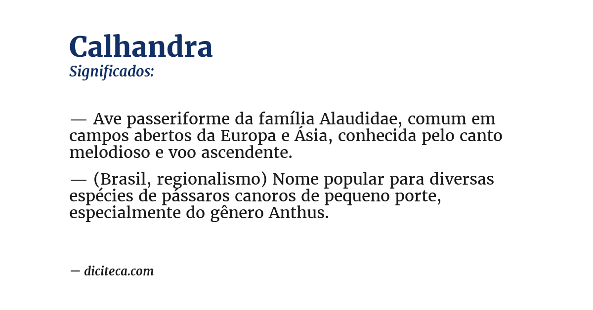 Significado de calhandra