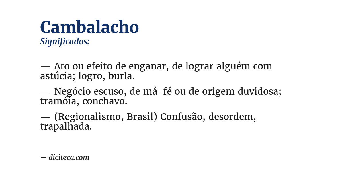 Significado de cambalacho