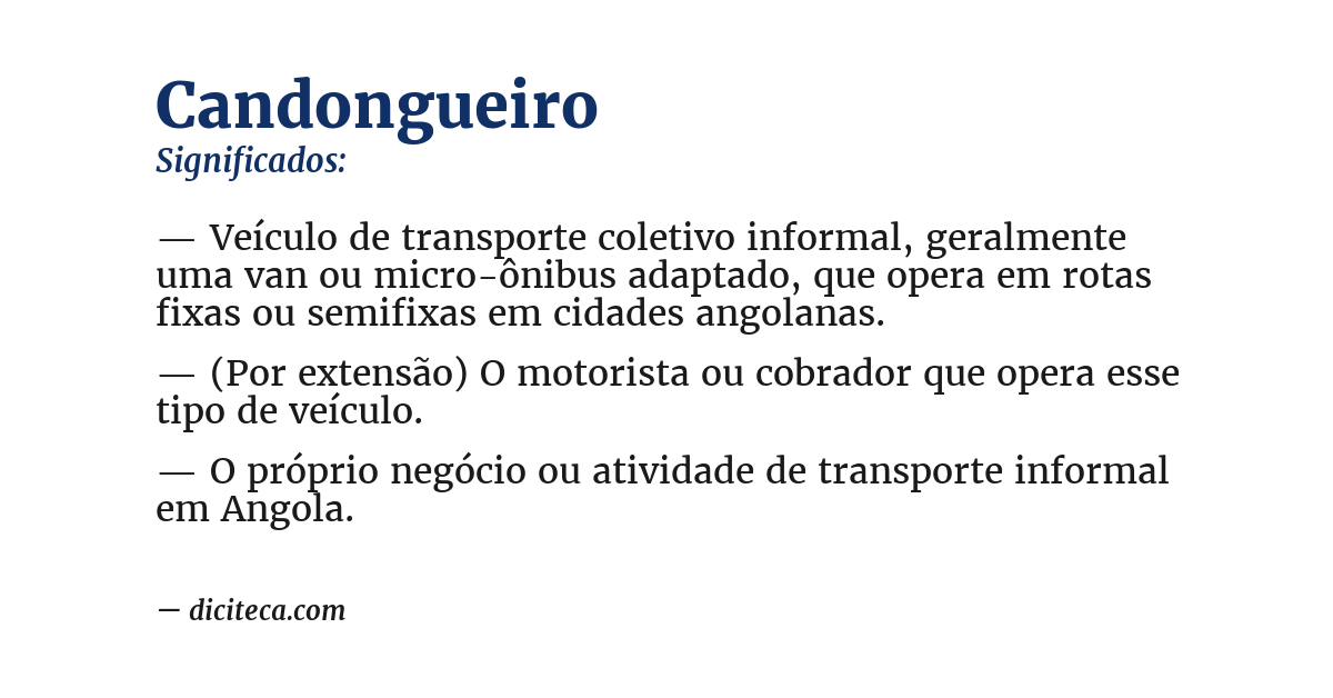 Significado de candongueiro