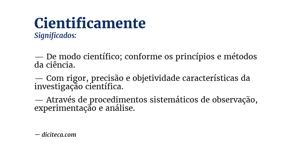 Significado de cientificamente