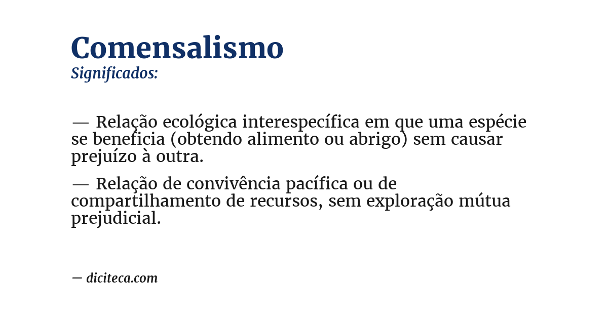 Significado de comensalismo