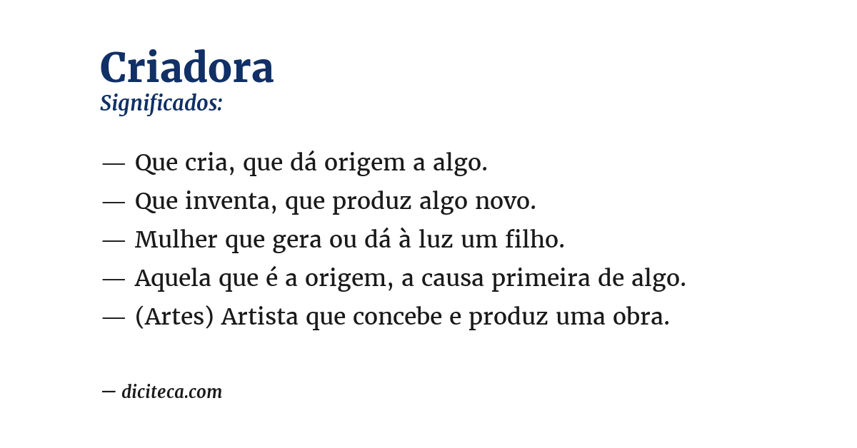 Significado de criadora