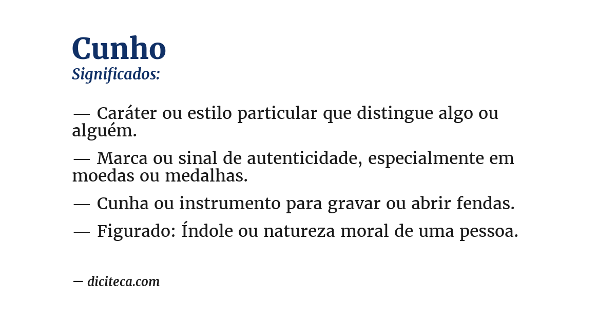 Significado de cunho