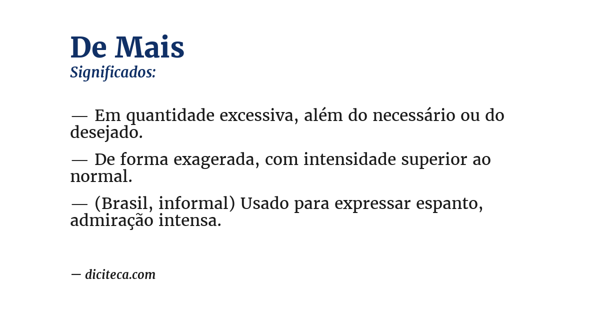 Significado de de mais