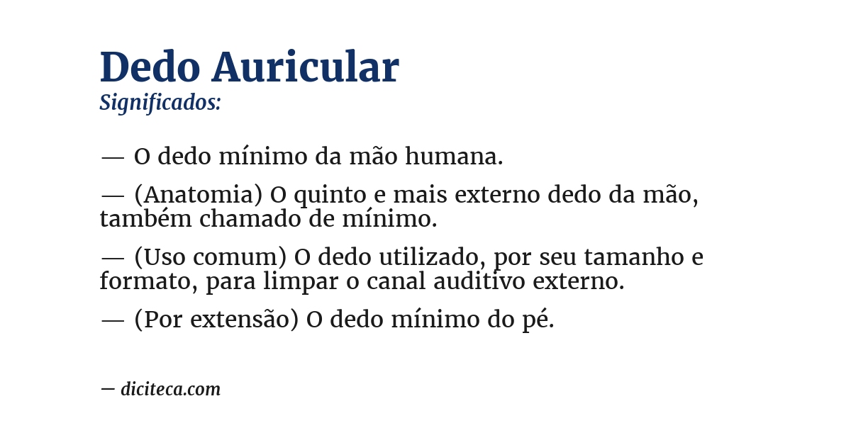 Significado de dedo auricular