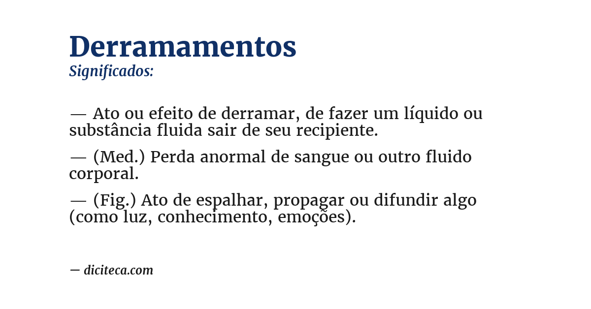 Significado de derramamentos