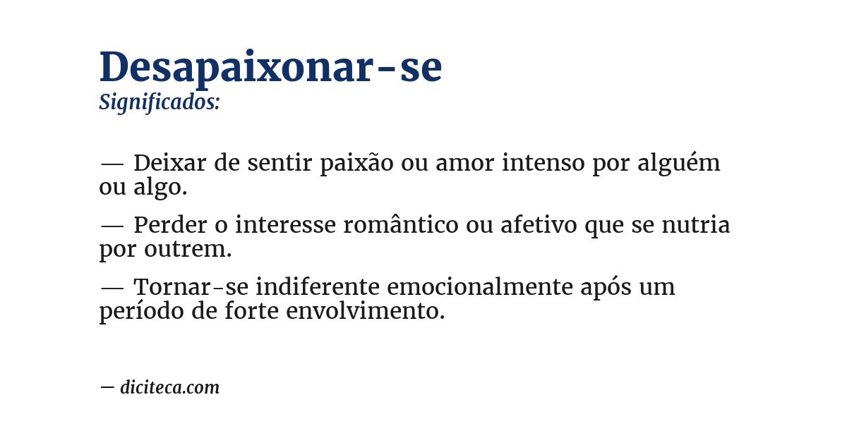 Significado de desapaixonar-se