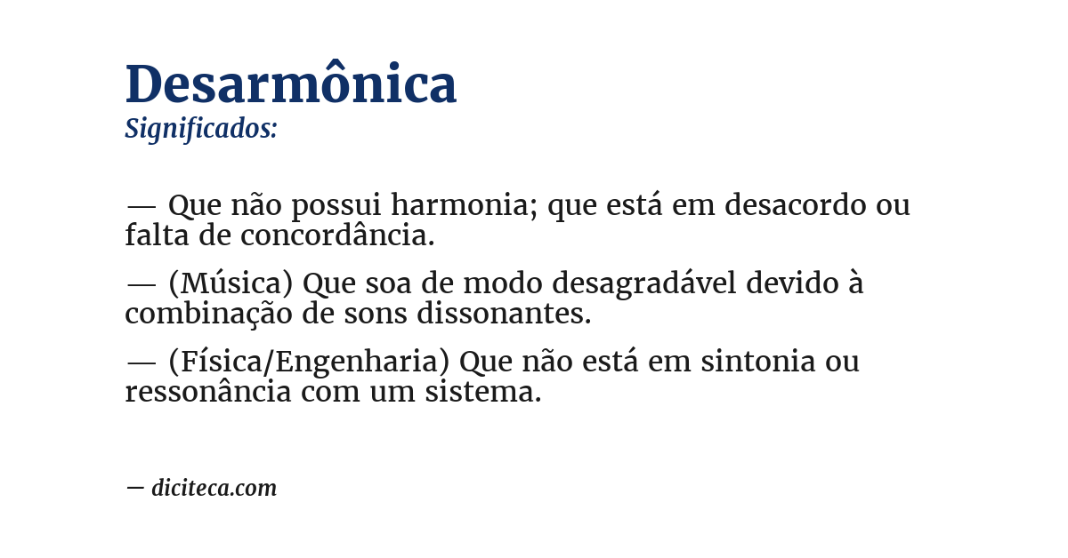Significado de desarmônica