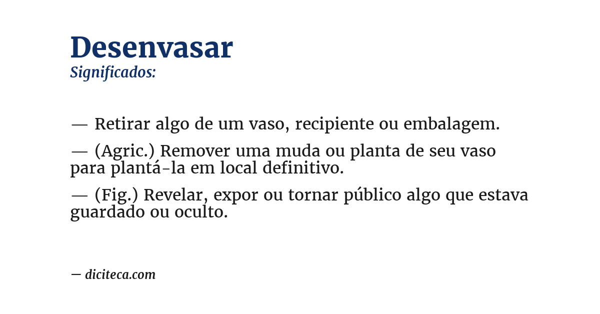 Significado de desenvasar