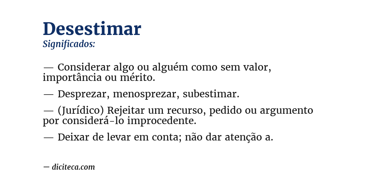 Significado de desestimar