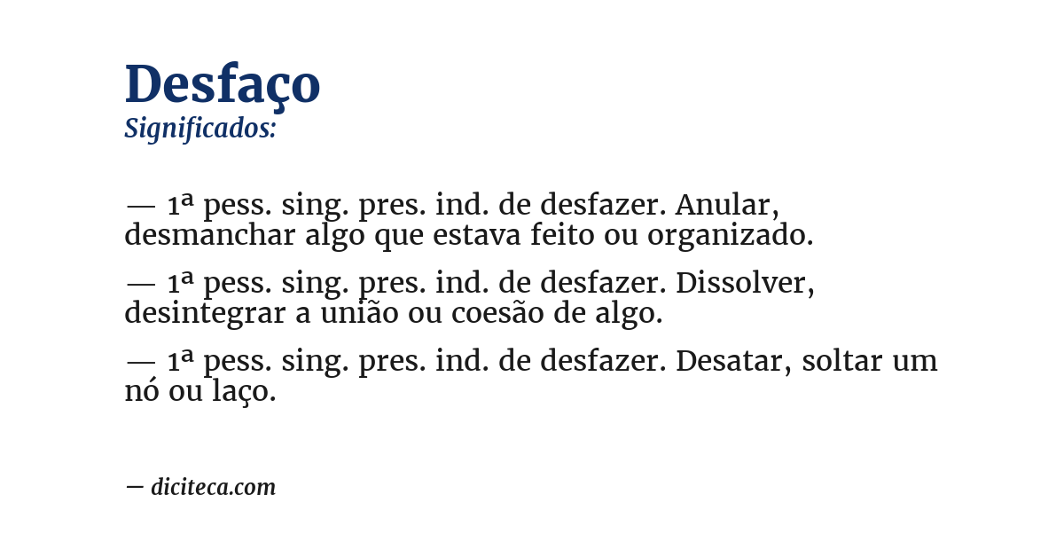 Significado de desfaço