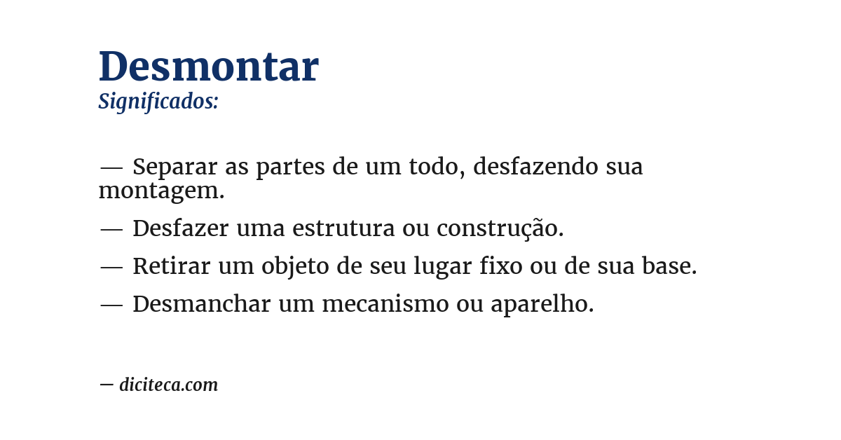 Significado de desmontar