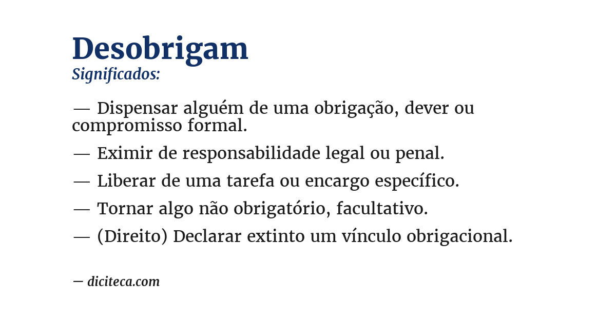 Significado de desobrigam