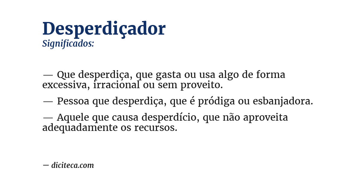 Significado de desperdiçador