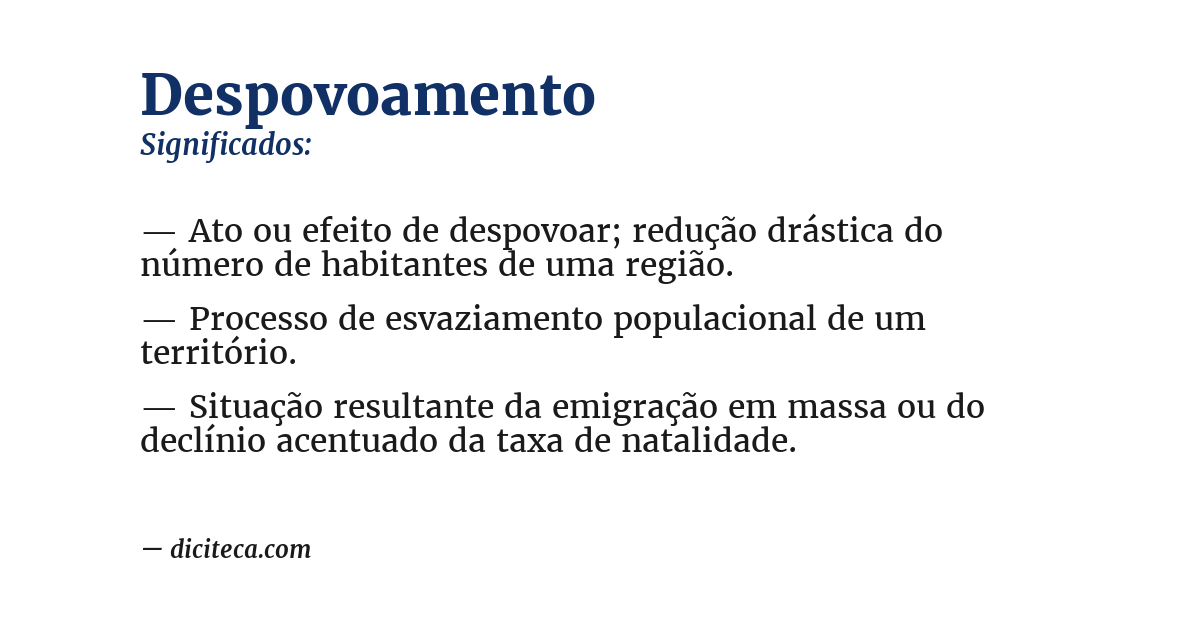 Significado de despovoamento