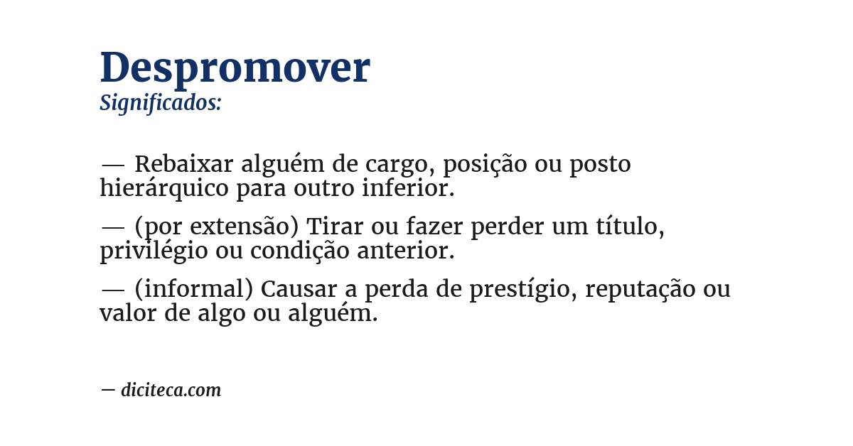 Significado de despromover