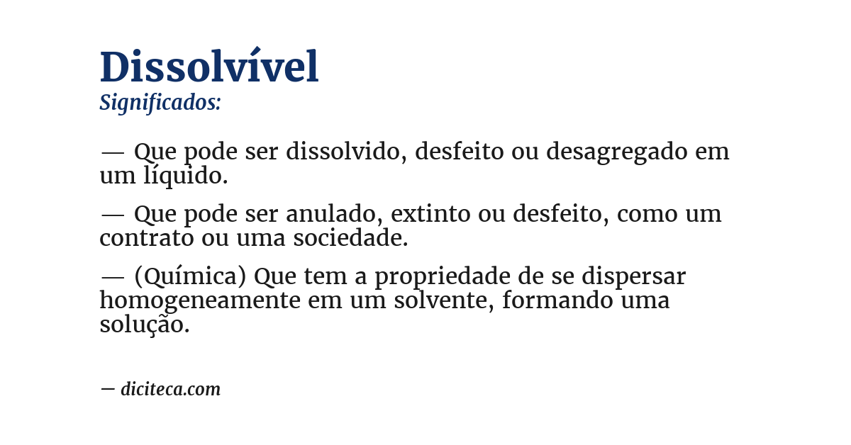 Significado de dissolvível
