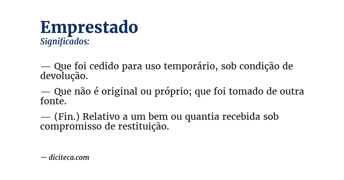 Significado de emprestado