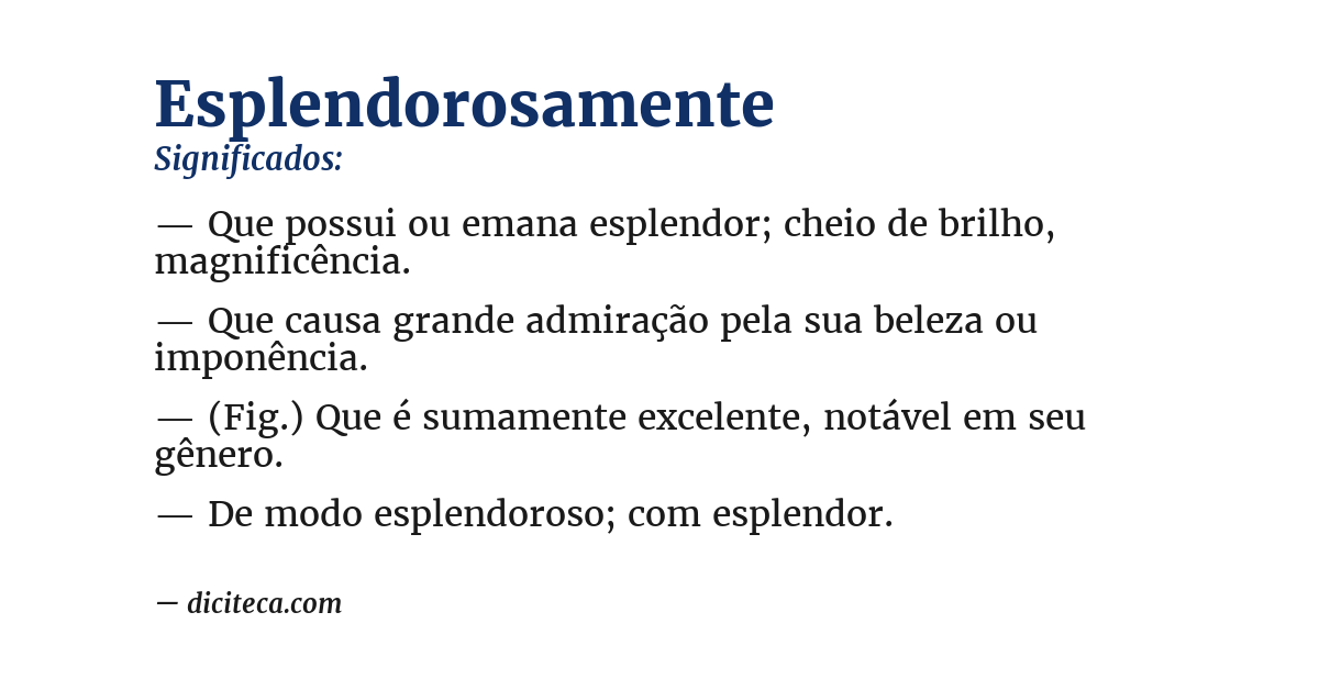 Significado de esplendorosamente