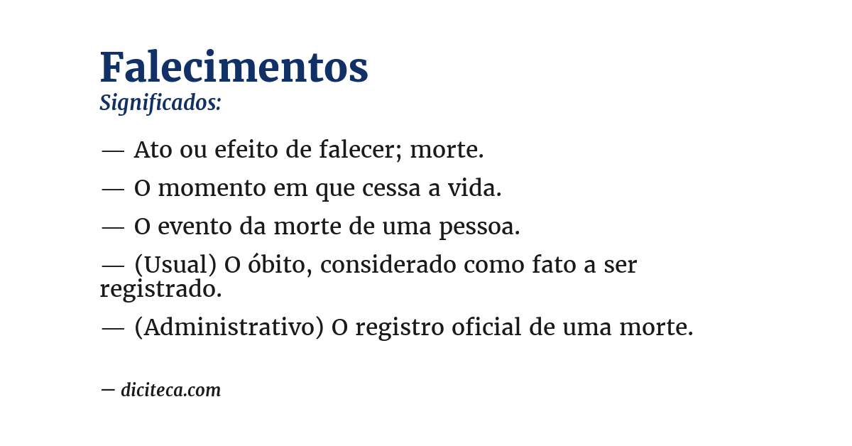 Significado de falecimentos