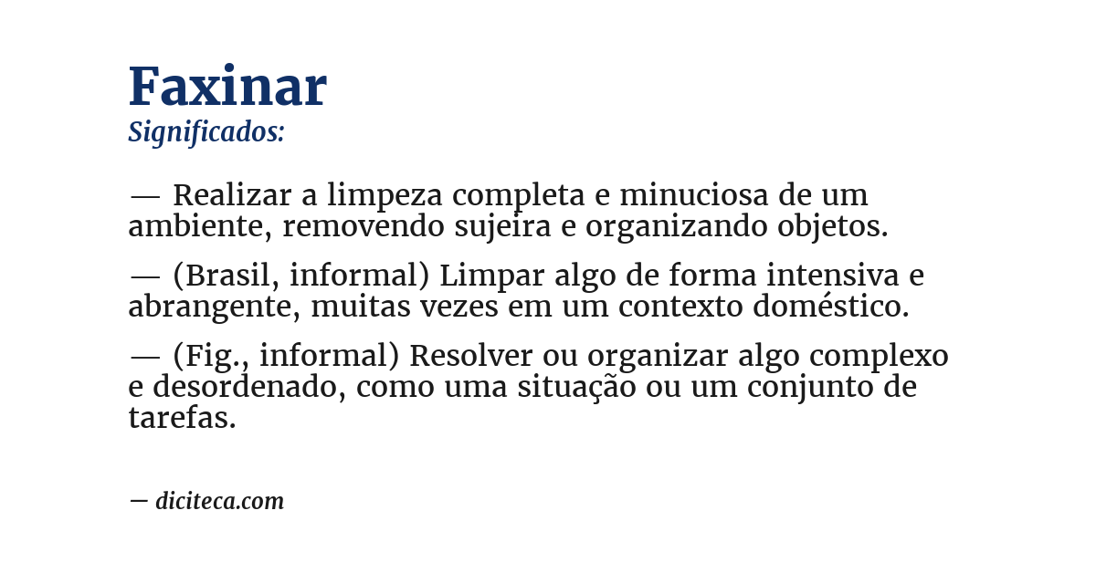 Significado de faxinar