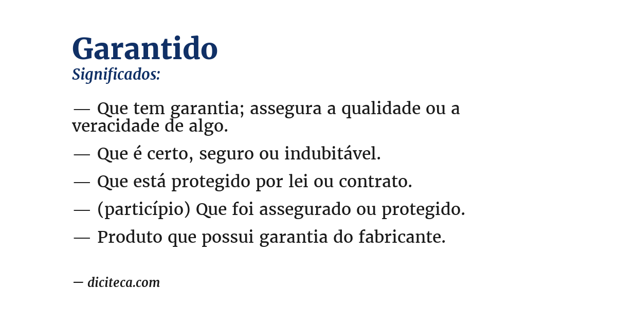 Significado de garantido
