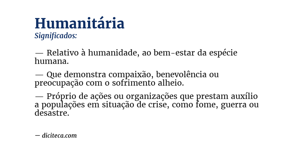 Significado de humanitária