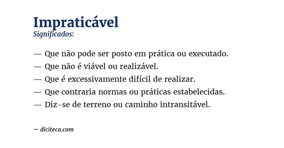 Significado de impraticável