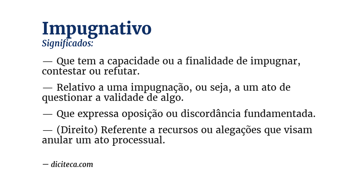 Significado de impugnativo