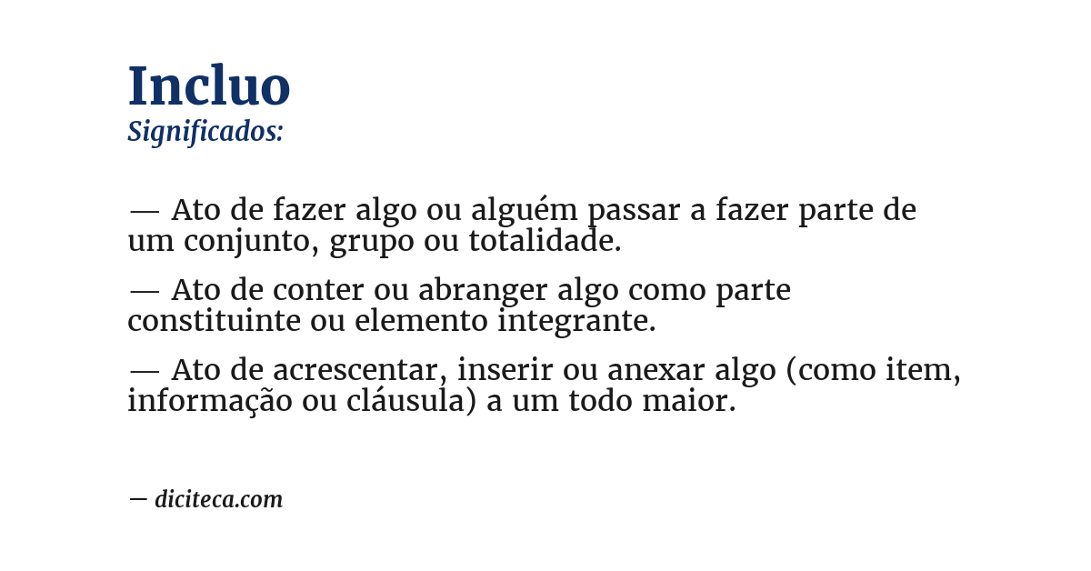 Significado de incluo